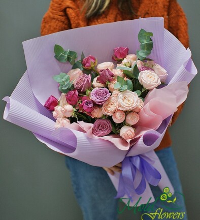 Bouquet of peony-style roses ''Harmony of Flowers'' photo 394x433